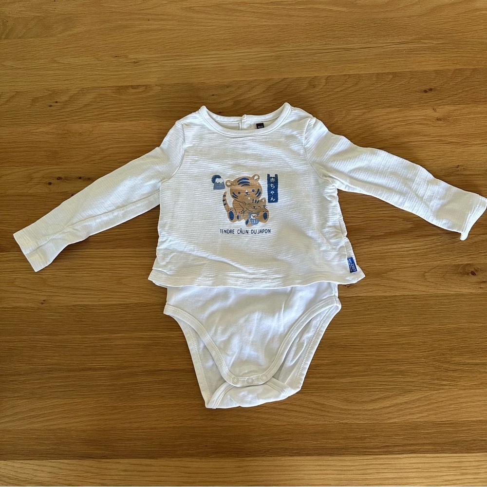 Charming White Long Sleeve Baby Top and Bodysuit Set